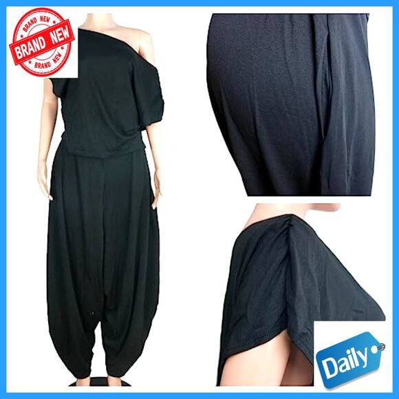 Plus Size Off Shoulder Pullover Top and Harem Pants Set Tracksuit - Picture 6 of 6